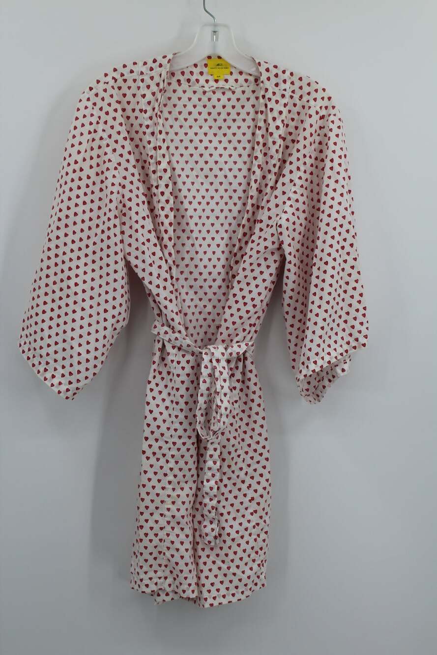 Roller Rabbit Hearts Kimono Robe One Size Lightweight Cotton